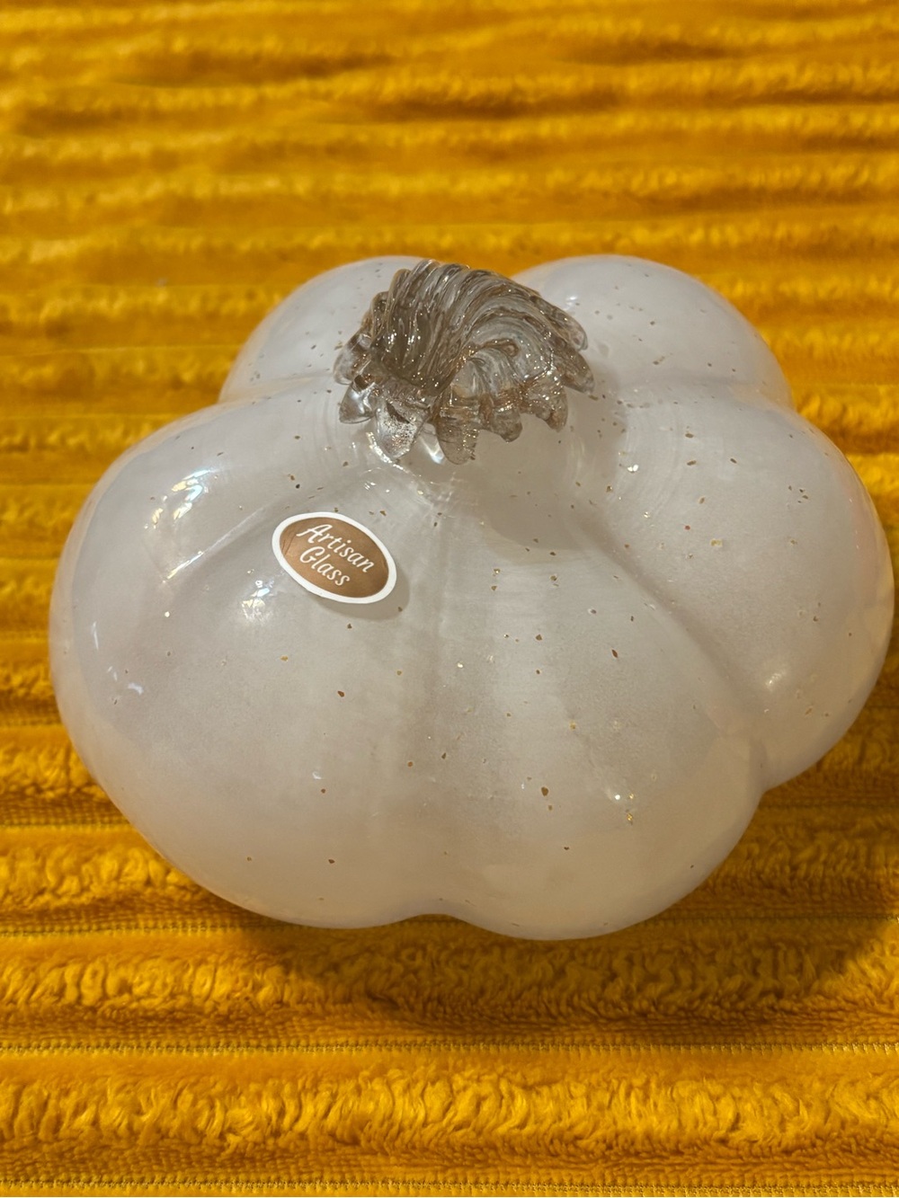 New Artisan Glass White Speckled Pumpkin Décor